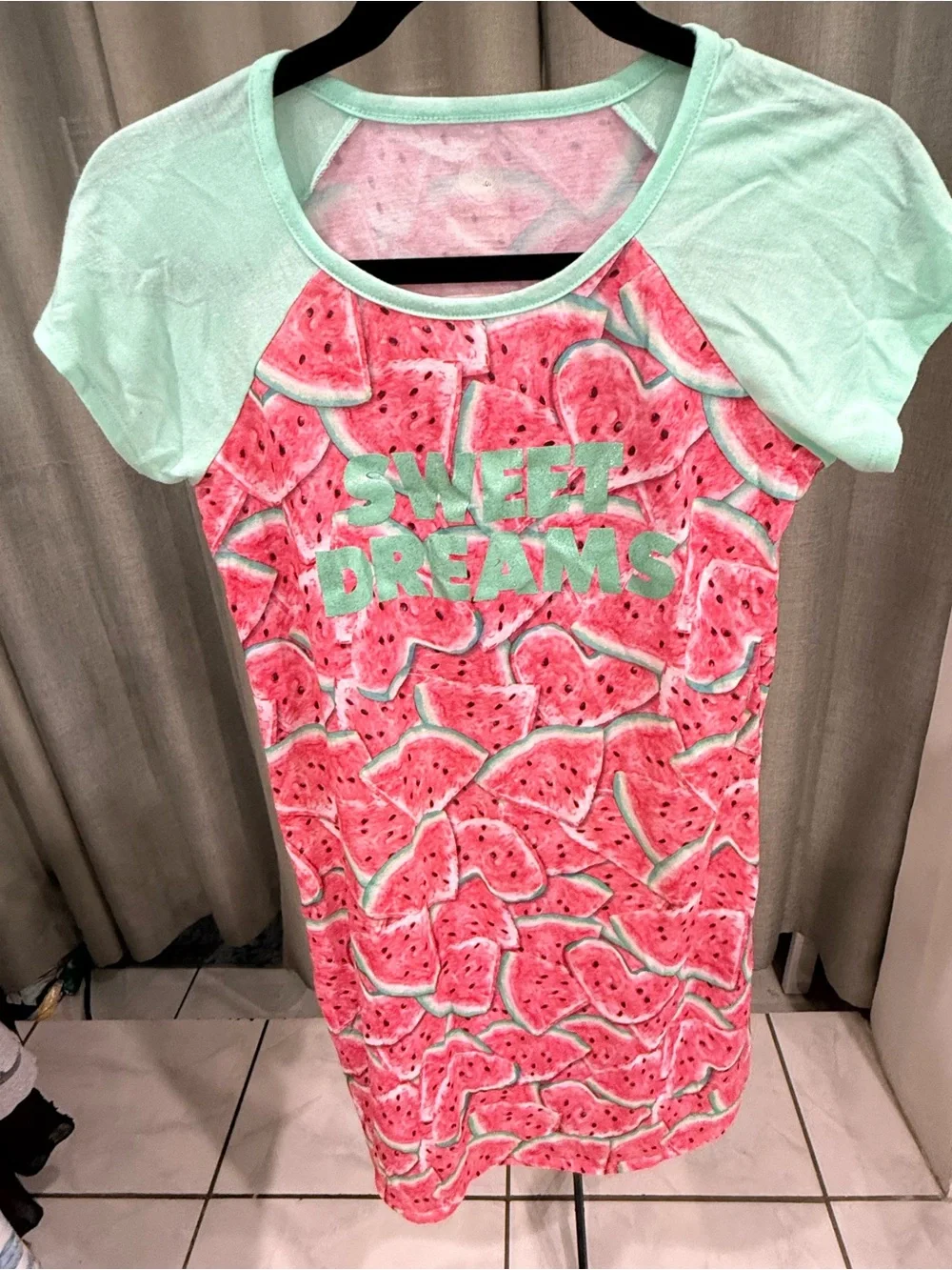 Sweet Dreams Watermelon Print Nightshirt - Mint & Pink